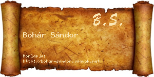 Bohár Sándor névjegykártya