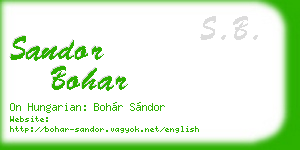 sandor bohar business card