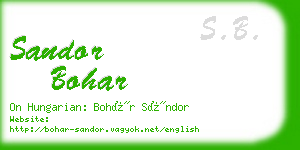 sandor bohar business card